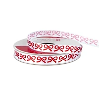 3/8" x 12ft. Red Bow on White Ribbon by Celebrate It® Christmas
