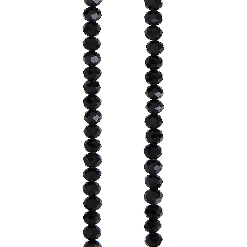 12 Pack: Black Faceted Glass Rondelle Beads, 6mm by Bead Landing™