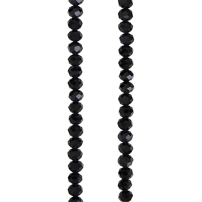 12 Pack: Black Faceted Glass Rondelle Beads, 6mm by Bead Landing™