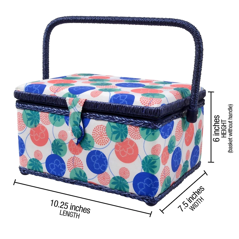 SINGER® Large Florence Floral Print Sewing Basket with Sewing Kit