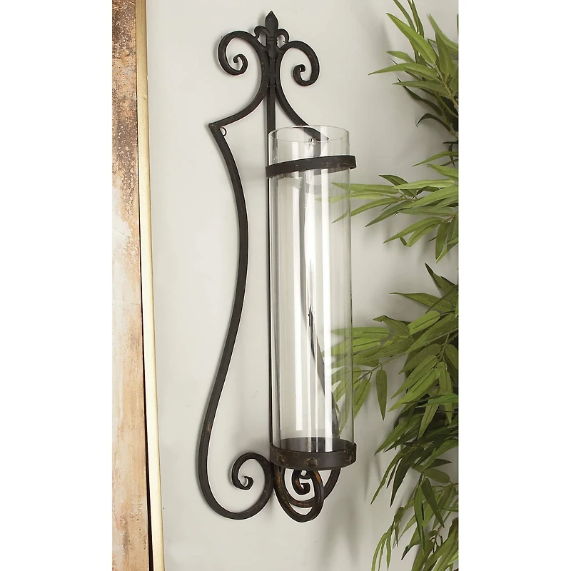 31" Black Iron Traditional Candle Wall Sconce