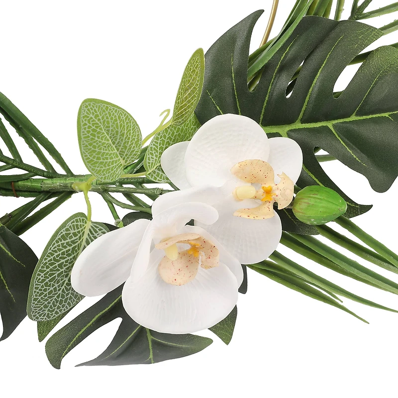 14" White Orchid & Palm Mix Mini Wreath by Ashland®