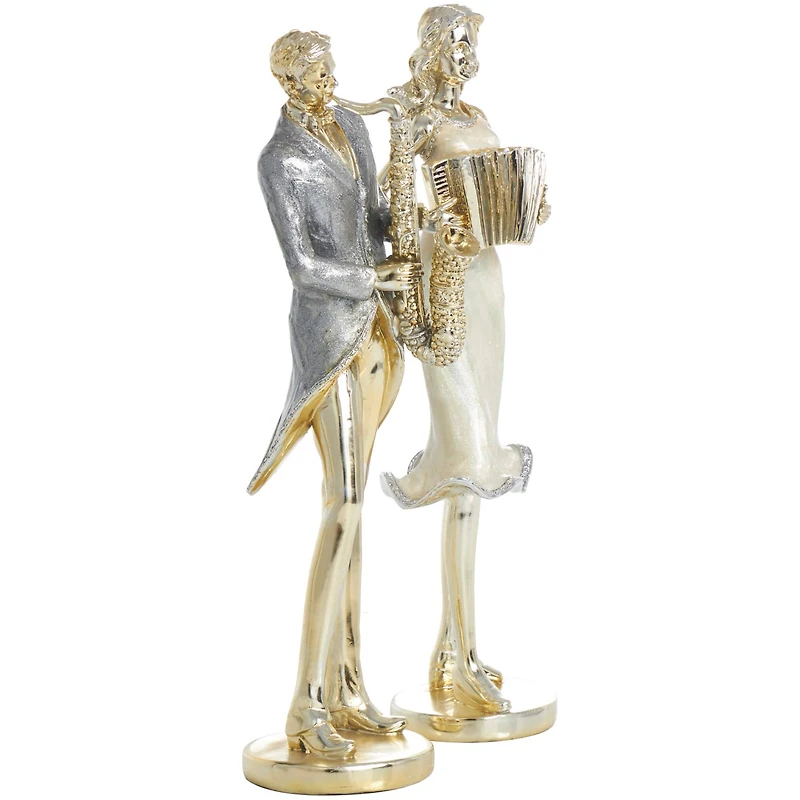 14" Gold Musician Sculpture Set
