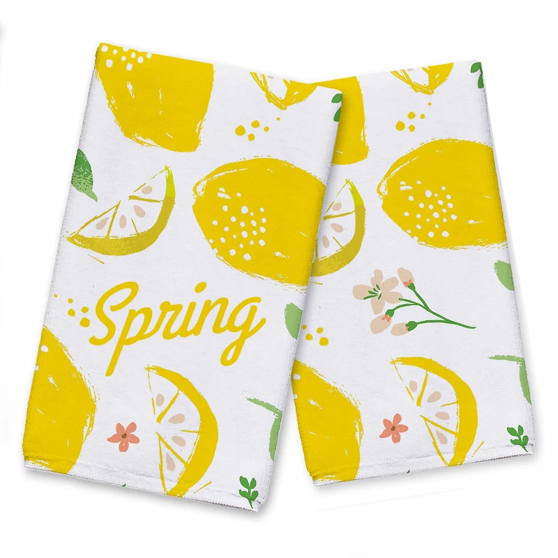 Spring Lemon Pattern Tea Towel - Set of 2