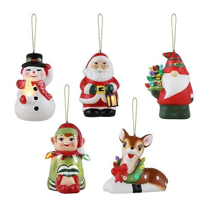 5ct. Ceramic Lit Icon Figurine Ornaments
