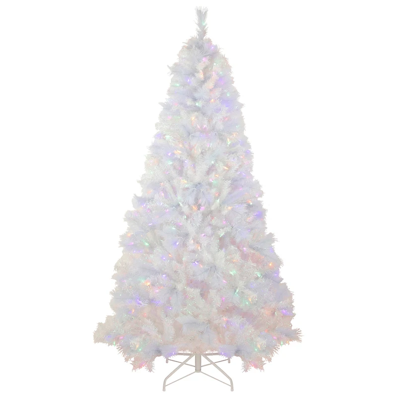 7.5ft. Pre-Lit Seneca White Spruce Artificial Christmas Tree, Dual Function LED Lights