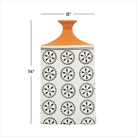 White Stoneware Transitional Vase, 14" x 8" x 7"