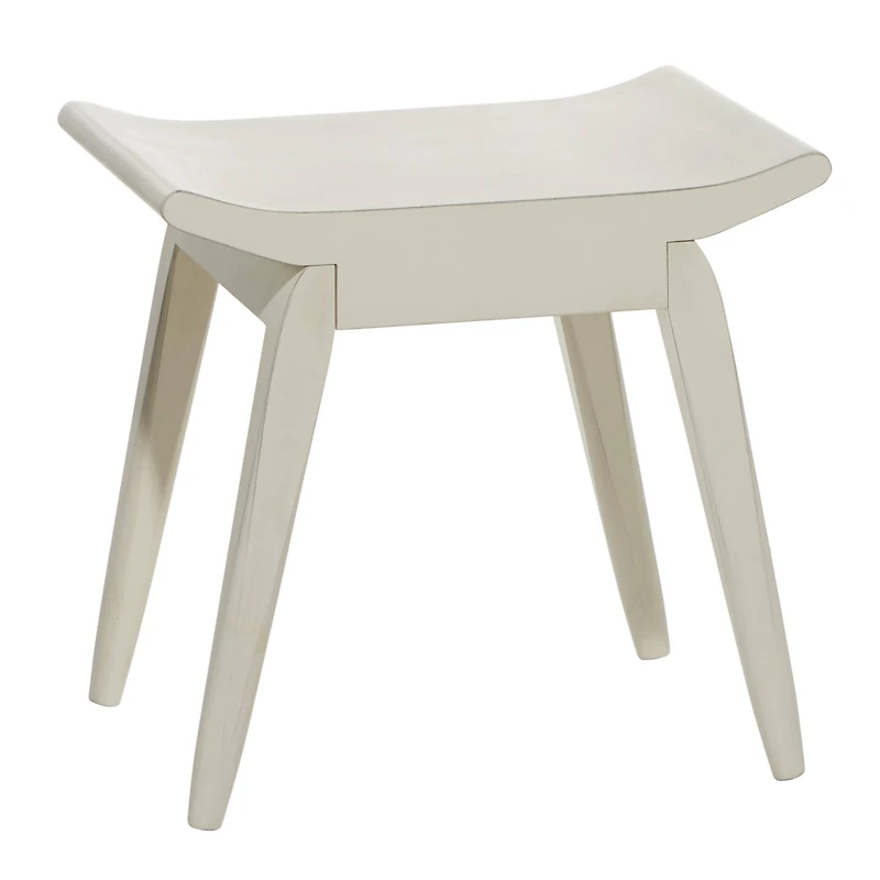 17" White Wood Traditional Stool