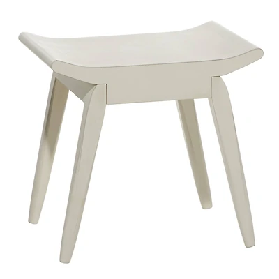 17" White Wood Traditional Stool