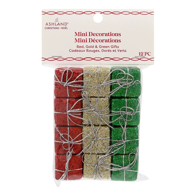 Mini Red, Green & Gold Gift Decorations by Ashland®