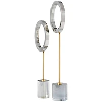 Silver Glass Geometric Round Hoop Sculpture Set