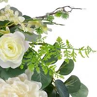 20" Peony, Rose & Mixed Foliage Artificial Spring Wreath