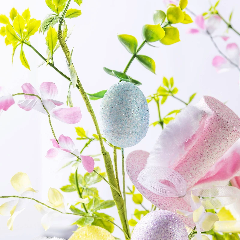 Glitzhome® 28" Easter Glitter Egg & Top Hat Picks Set