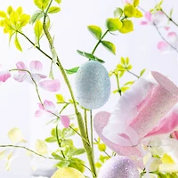 Glitzhome® 28" Easter Glitter Egg & Top Hat Picks Set