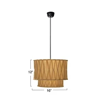 Hello Honey® 16" Cream & White Round Cotton Slub Pleated Pendant Lamp