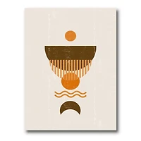 Designart - Abstract Minimal Orange Sun and Brown Moon