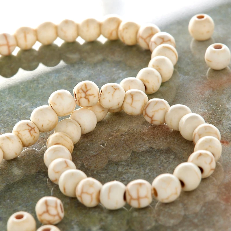 White Howlite Round Beads, 4mm by Bead Landing™