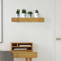 24" Brown Floating Wall Shelf With Drawer