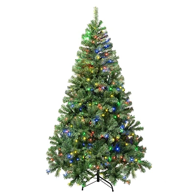 6ft. Pre-Lit Sagamore Artificial Christmas Tree, Multicolor LED Lights