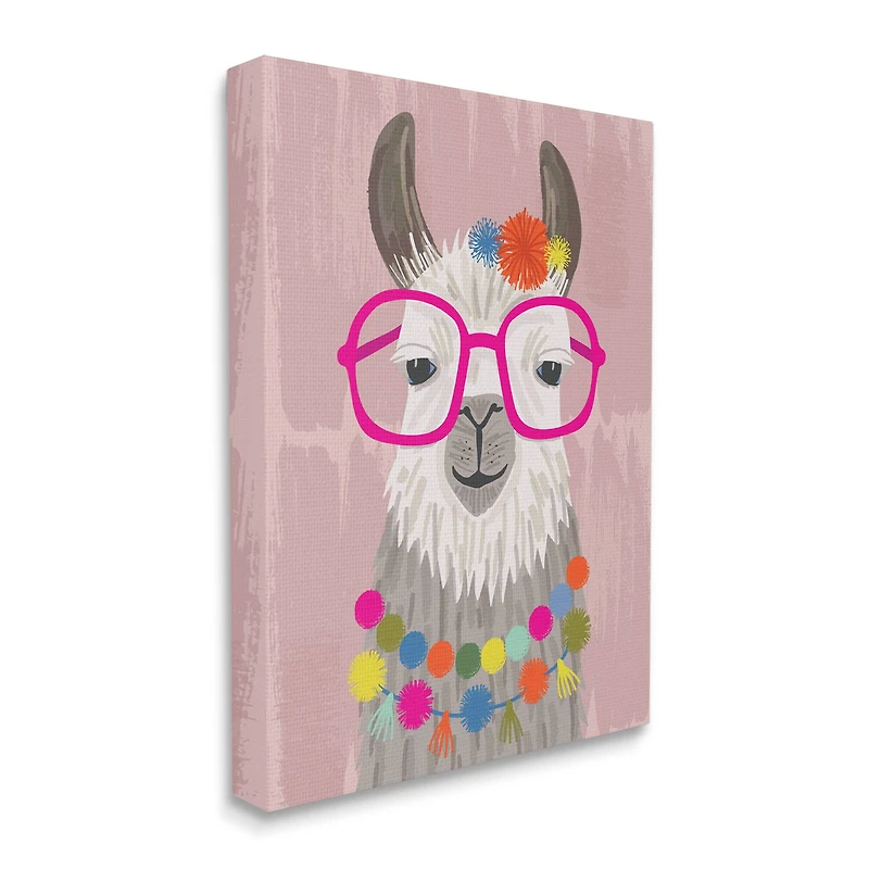 Stupell Industries Llama Silly Glasses Polka Dots Festive Animal Canvas Wall Art