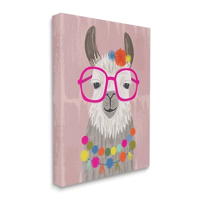 Stupell Industries Llama Silly Glasses Polka Dots Festive Animal Canvas Wall Art