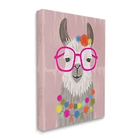 Stupell Industries Llama Silly Glasses Polka Dots Festive Animal Canvas Wall Art