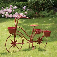 Glitzhome® 25.98" Red Metal Bicycle Planter