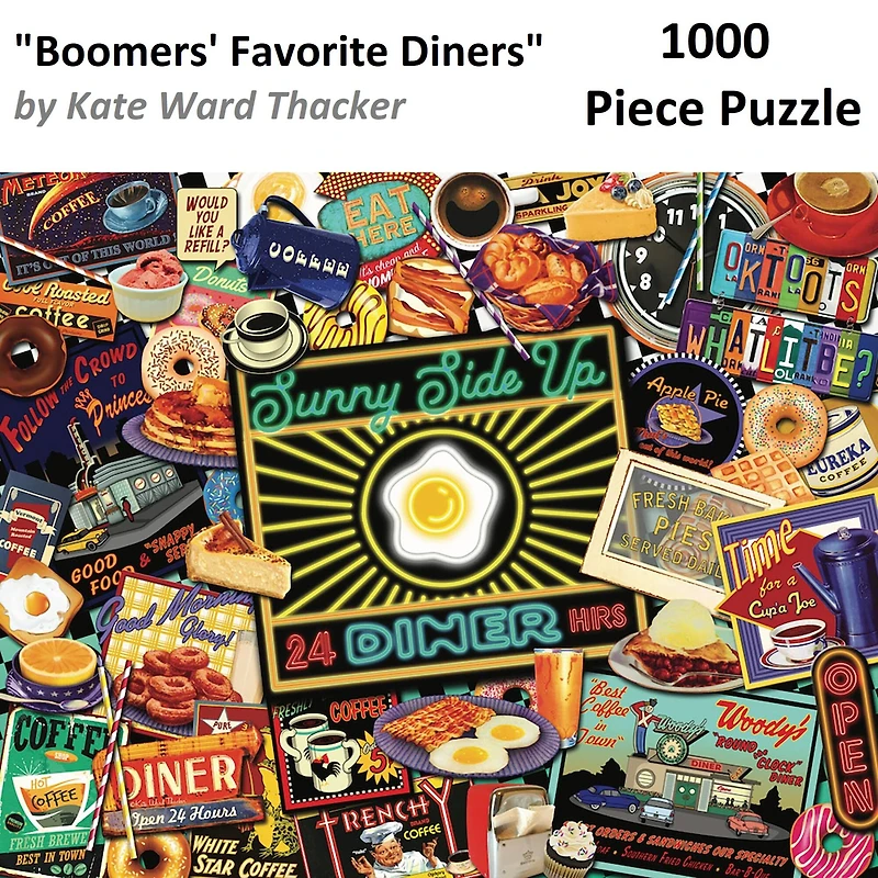 Hart Puzzles Boomers' Favorite Diners by Kate Ward Thacker 1,000 Piece Jigsaw Puzzle