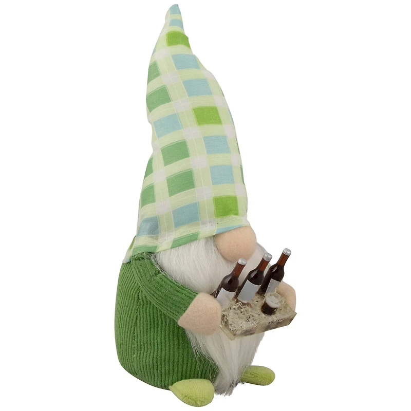 9" Green & Blue Plaid Springtime Gnome