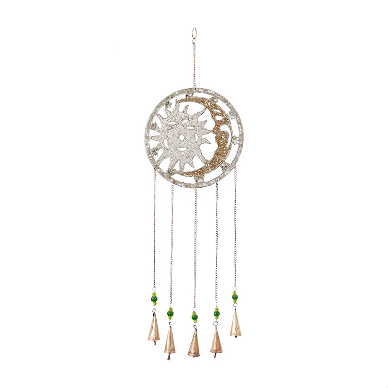 Silver Sun & Moon Metal Eclectic Windchime