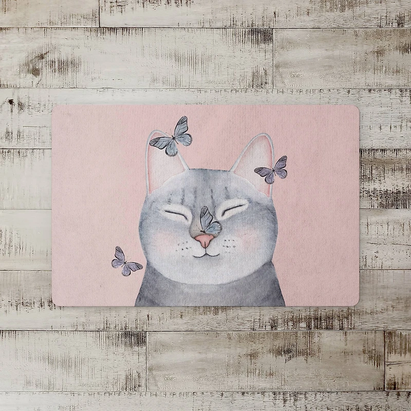 18" x 27" Cat with Butterflies Floor Mat