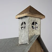 18.5" Wood & Metal Church Bird House Tabletop Accent