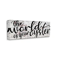 Stupell Industries World Is Your Oyster Textured Brick Inspirational Word Design Canvas Wall Art