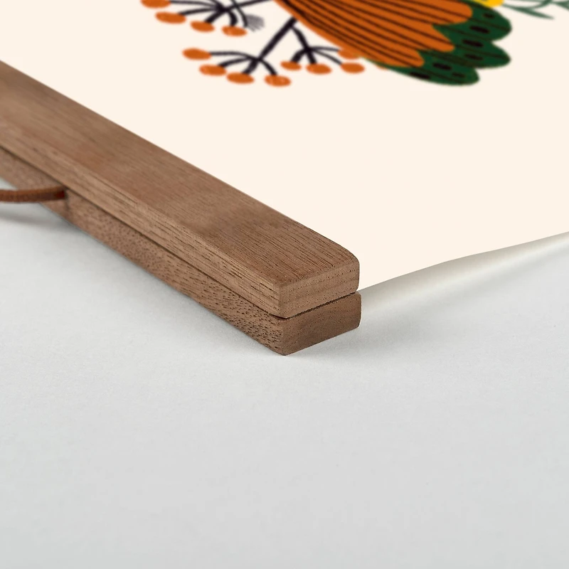 Floral Moths Teak Hanging Canvas Art