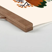 Floral Moths Teak Hanging Canvas Art