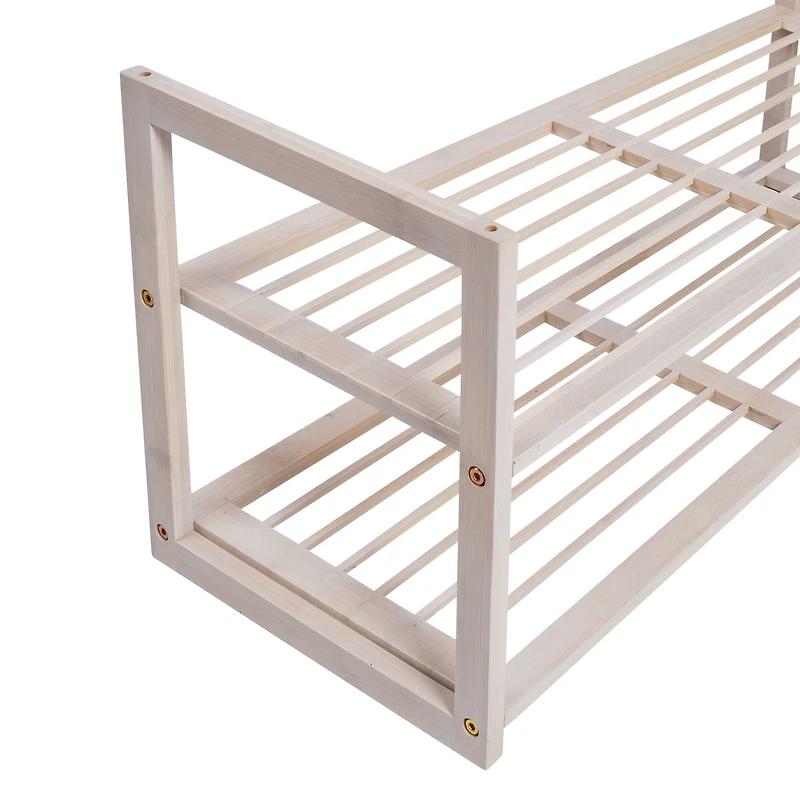 Honey Can Do White Wash 2-Tier Stackable Bamboo Shoe Rack