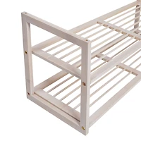 Honey Can Do White Wash 2-Tier Stackable Bamboo Shoe Rack
