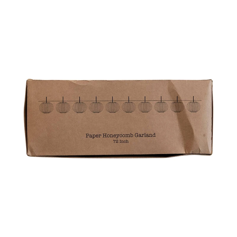 Hello Honey® 6ft. Orange Paper Folding Honeycomb Pumpkin Garland