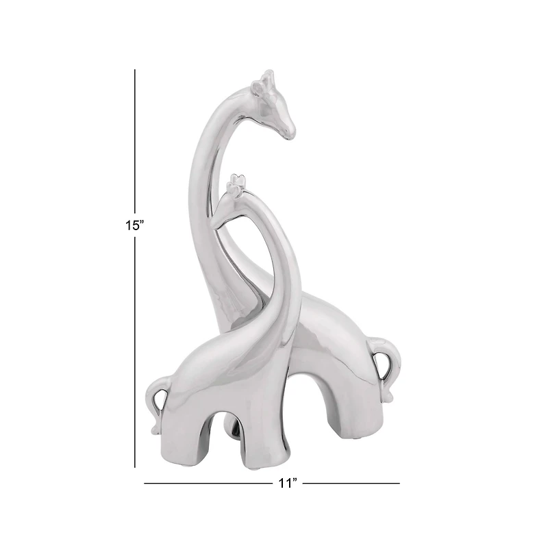 15" Silver Ceramic Contemporary Giraffe Sculpture