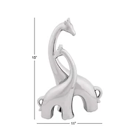 15" Silver Ceramic Contemporary Giraffe Sculpture