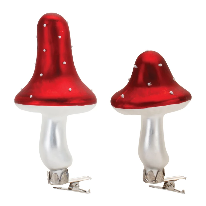 Frost Glass Mushroom Clip Ornaments Set