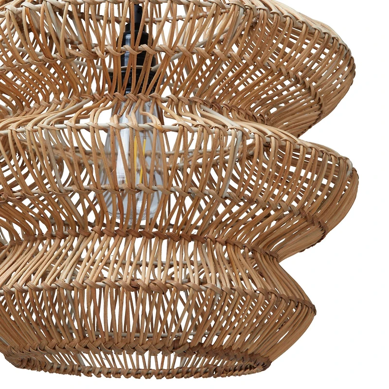 Hello Honey® 16" Boho Natural Woven Rattan Sculptural Pendant Light