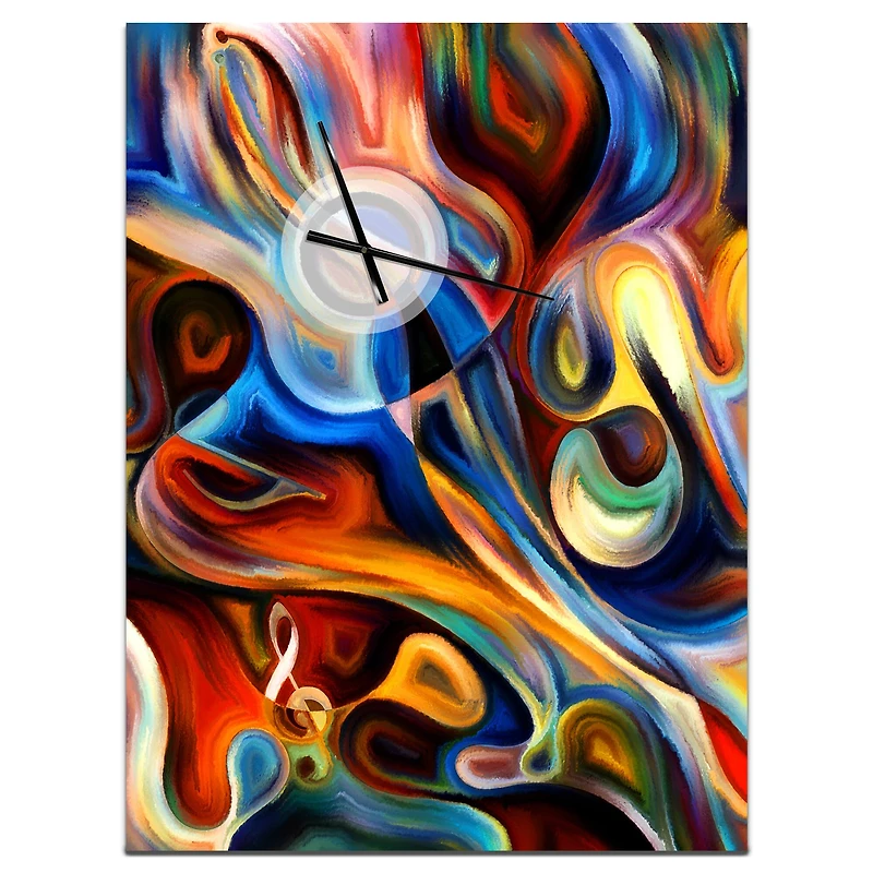 Designart 'Abstract Music And Rhythm Modern Rectangular Wall Clock