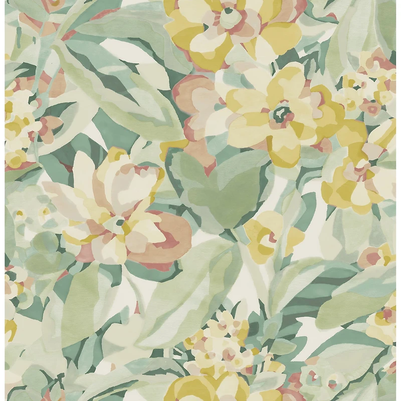 Caroline et Bettina Yellow Belles Fleurs Peel & Stick Wallpaper