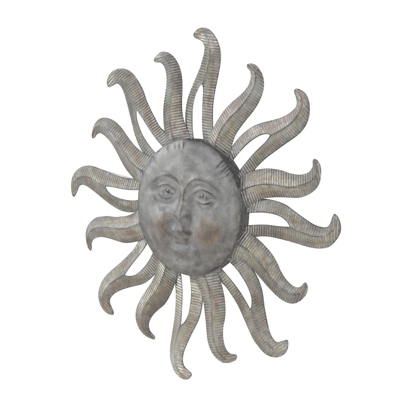 36" Gray Metal Sun Outdoor Wall Accent
