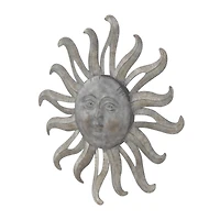 36" Gray Metal Sun Outdoor Wall Accent