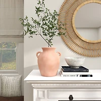 11" Orange Ceramic Terra Cotta Jug Vase with Handles