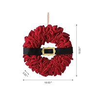 Glitzhome® 18" Christmas Red Belt Fabric Wreath