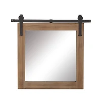 Brown Industrial Wood Wall Mirror