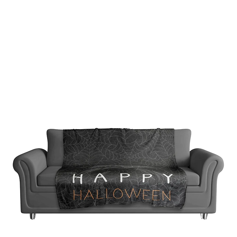 Happy Halloween Spider Webs 50" x 60" Sherpa Fleece Blanket